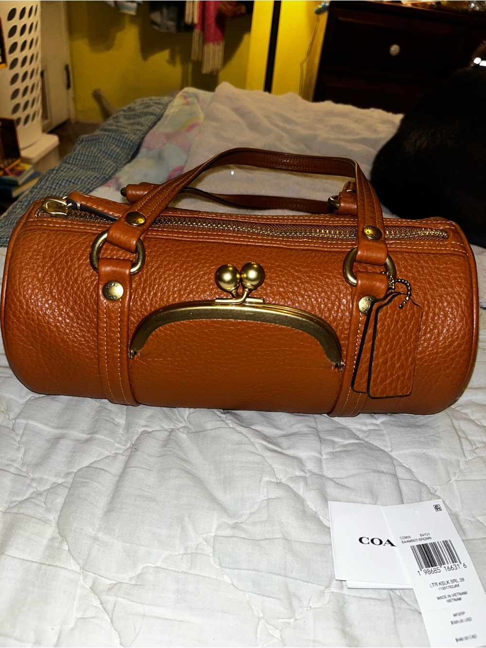 Coach Amber Brown Barrel Kisslock 28